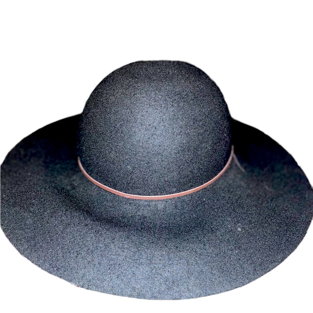 Black wool floppy hat